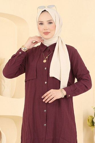 moda selvim 2 li Modal Takım 008ZMRK1203 Mürdüm - Thumbnail