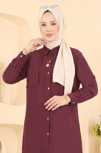 moda selvim 2 li Modal Takım 008ZMRK1203 Mürdüm - Thumbnail
