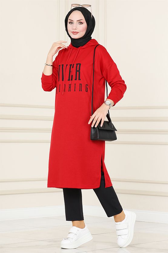 Spor Tunik Pantolon Kombinleri 5053UZ662 &260MP806&098MIA813 KIRMIZI