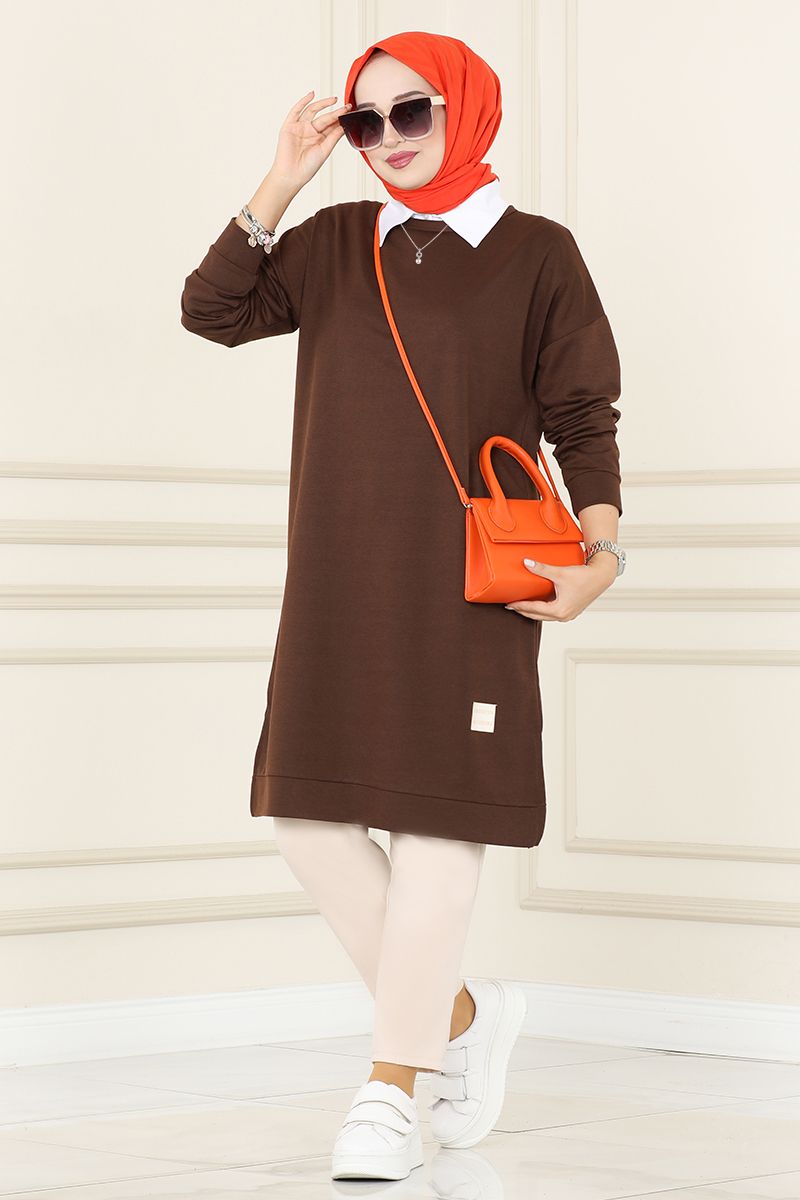 Spor Tunik Pantolon Kombinleri 5019UZ662&260MP806&098MIA813 Acı Kahve