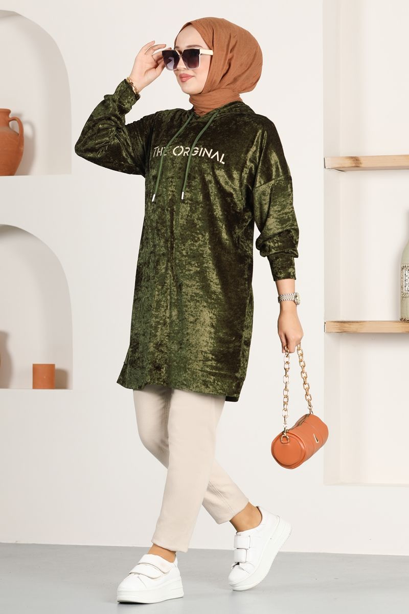 Kadife Kumaşı ile Rahat Tasarımlar ve Şık Görünümler 2055PM271&260MP806 &12STG610 Haki