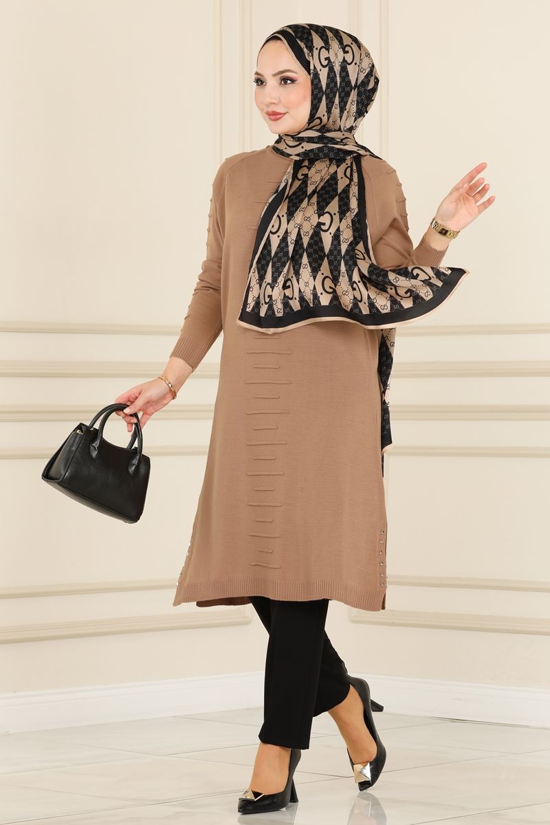 Sade Ve Şık Triko Kombinleri 2302MT581&250MP806&283MIA813 Latte