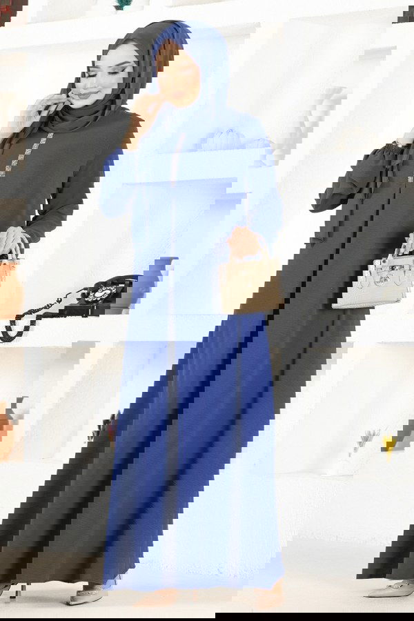 Modaselvim SEPETTE NET %20+%20 İNDİRİM A Pileli Aerobin Elbise PL9054 İndigo