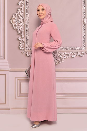 moda selvim الفستانASM2574-M المسحوق - Thumbnail