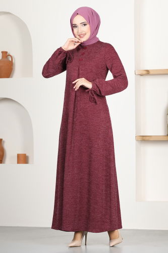 MRV M.S.L. - A Pleated Dress MSL1171-M Burgundy