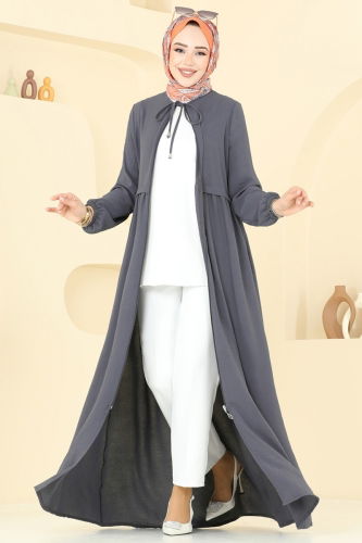 moda selvim Abaya 0034BG354 Anthracite - Thumbnail
