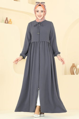 moda selvim Abaya 0034BG354 Anthracite - Thumbnail