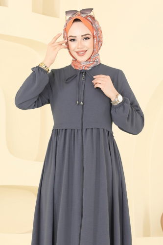 moda selvim Abaya 0034BG354 Anthracite - Thumbnail