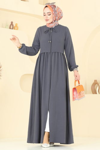 B.G.S. - عباءة رمادي غامق 0034BG354