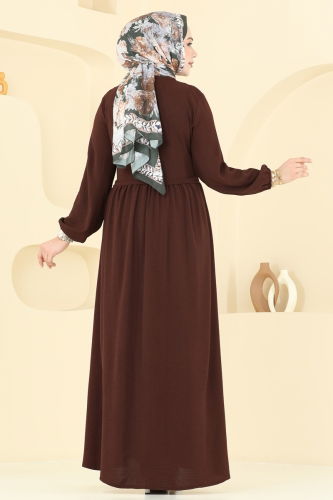 moda selvim عباءة بني 0034BG354 - Thumbnail