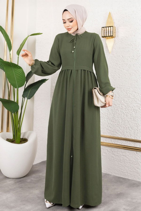 Modaselvim خصم صافٍ20%+20% في سلة التسوق عباءة اخضر عفني 0034BG354