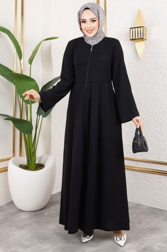 moda selvim Abaya 0038BG354 Black - Thumbnail