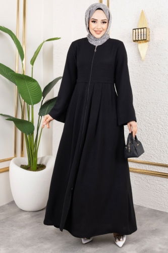 moda selvim Abaya 0038BG354 Black - Thumbnail