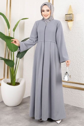 moda selvim Abaya 0038BG354 Gray - Thumbnail