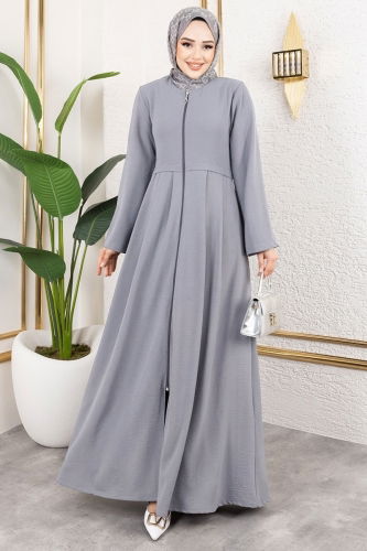 moda selvim Abaya 0038BG354 Gray - Thumbnail