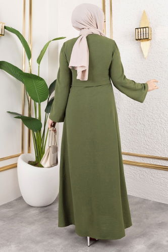 moda selvim Abaya 0038BG354 Khaki - Thumbnail