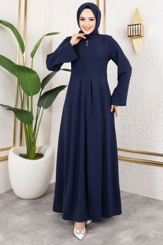 moda selvim Abaya 0038BG354 Navy Blue - Thumbnail