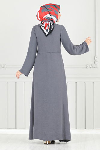 moda selvim Abaya 0038BGS895-M Anthracite - Thumbnail