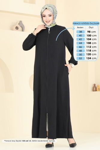 moda selvim Abaya 003MR1078 Black - Thumbnail