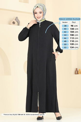 moda selvim عباءة أسود 003MR1078 - Thumbnail