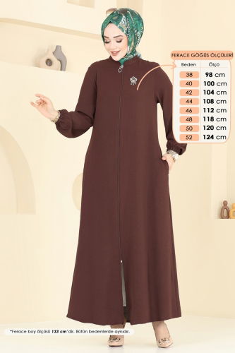 moda selvim Abaya 003MR1078 Brown - Thumbnail