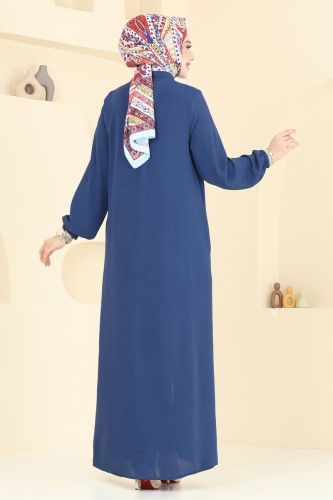 moda selvim Abaya 003MR1078 Indigo - Thumbnail