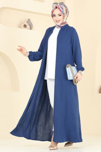 moda selvim Abaya 003MR1078 Indigo - Thumbnail