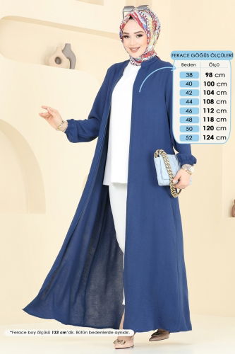 moda selvim Abaya 003MR1078 Indigo - Thumbnail
