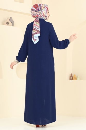 moda selvim عباءة كحلي فاتح 003MR1078 - Thumbnail