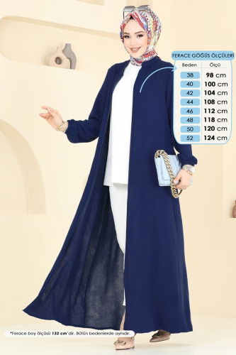 moda selvim عباءة كحلي فاتح 003MR1078 - Thumbnail