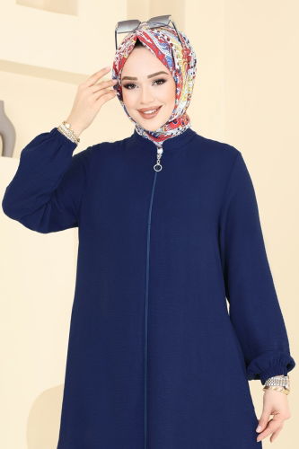 moda selvim عباءة كحلي فاتح 003MR1078 - Thumbnail