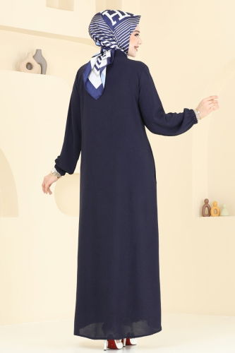 moda selvim Abaya 003MR1078 Navy Blue - Thumbnail