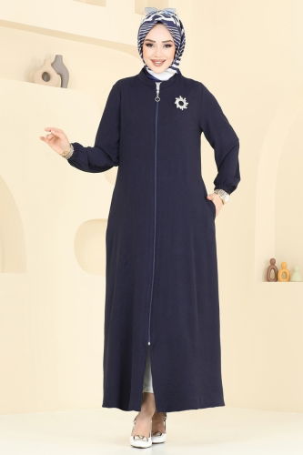 moda selvim Abaya 003MR1078 Navy Blue - Thumbnail