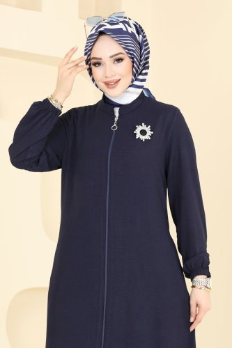 moda selvim Abaya 003MR1078 Navy Blue - Thumbnail