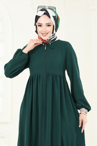 moda selvim Abaya 0040BG354 Emerald - Thumbnail