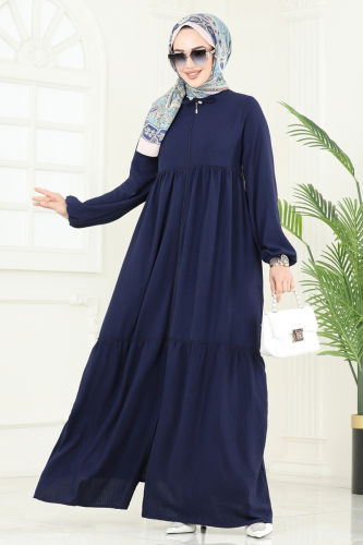 moda selvim Abaya 0040BG354 Navy Blue - Thumbnail