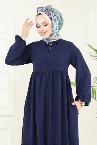 moda selvim Abaya 0040BG354 Navy Blue - Thumbnail