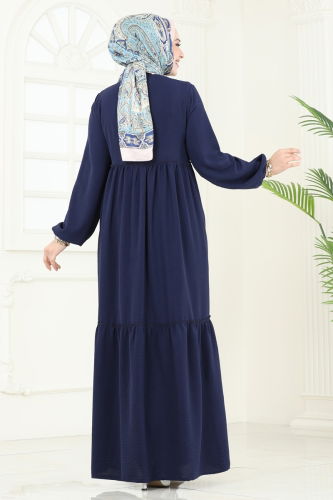 moda selvim Abaya 0040BG354 Navy Blue - Thumbnail