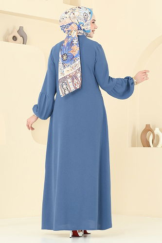 moda selvim Abaya 0046BG354 Indigo - Thumbnail