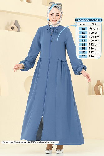 moda selvim عباءة ازرق 0046BG354 - Thumbnail