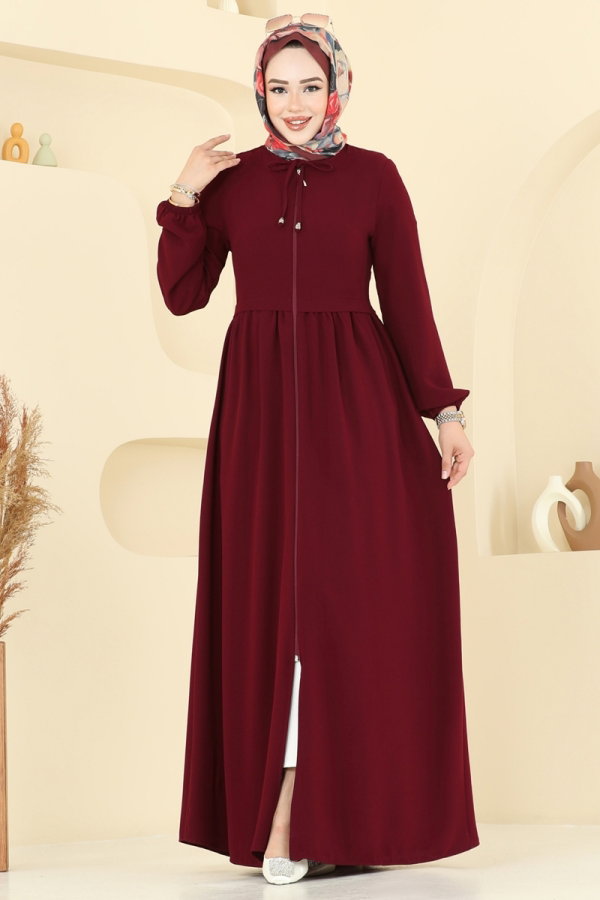 Abaya 0050BG354 Burgundy - Moda Selvim Abaya 0050BG354 Burgundy - Moda Selvim