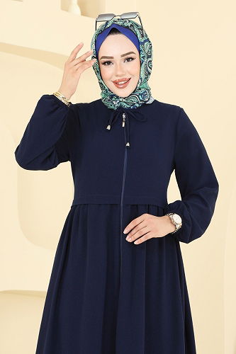 moda selvim Abaya 0050BG354 Navy Blue - Thumbnail