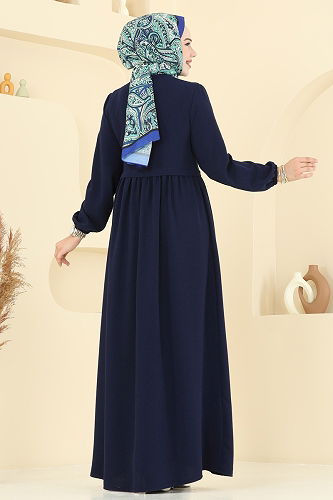 moda selvim عباءة كحلي 0050BG354 - Thumbnail