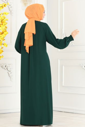 moda selvim Abaya 0212HMY852 Emerald - Thumbnail