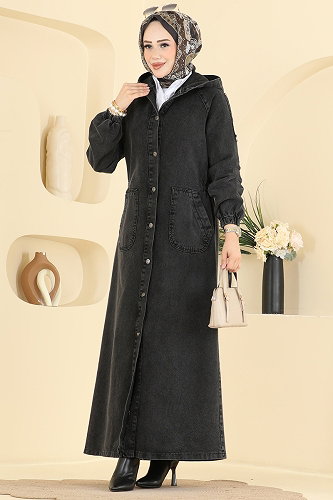 moda selvim Abaya 044DFL152 Anthracite - Thumbnail
