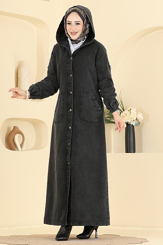 moda selvim Abaya 044DFL152 Anthracite - Thumbnail