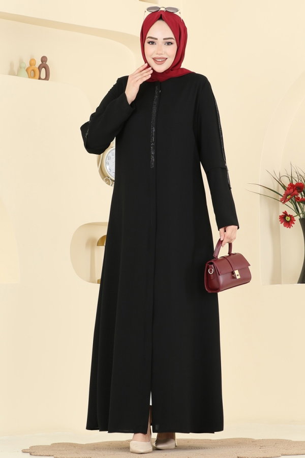 Modaselvim عباءة عباءة أسود 0502ORG1169