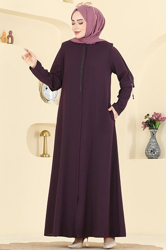 moda selvim Abaya 0502ORG1169 Damson - Thumbnail