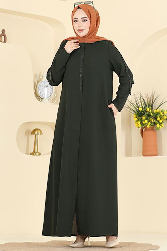moda selvim Abaya 0502ORG1169 Khaki - Thumbnail