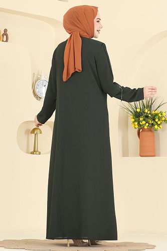 moda selvim عباءة اخضر عفني 0502ORG1169 - Thumbnail